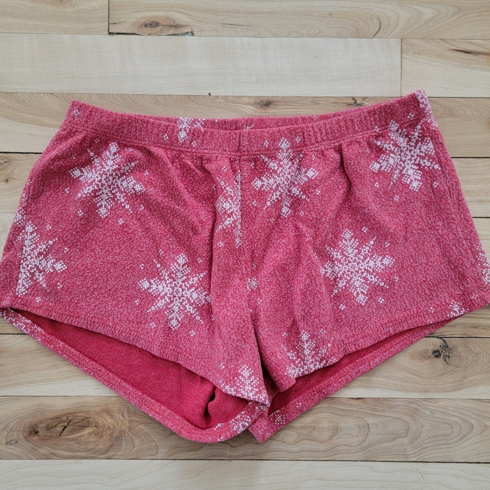 Grayson Threads Sleepwear Red & White Snowflake Lounge Soft Pajama Shorts XS